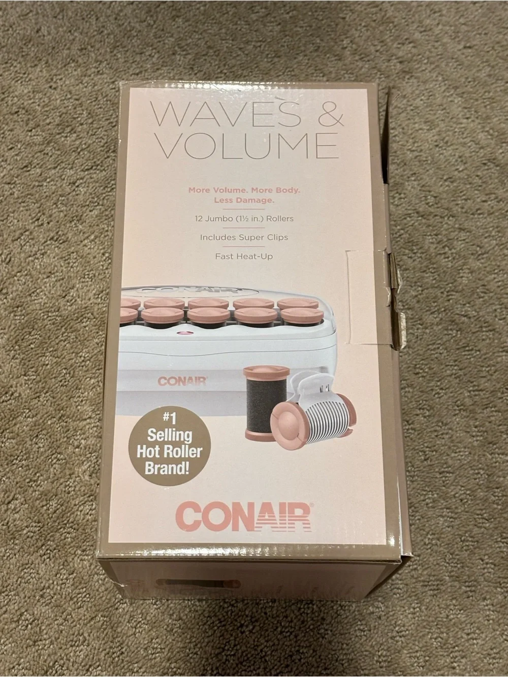NEW - Conair Big Curls and Waves Jumbo Ceramic Hot Rollers 1 1/2 Inch - Pink